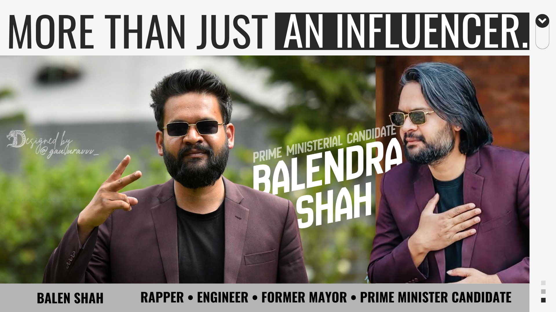 Balendra “Balen” Shah poster as rapper, former mayor, and prime ministerial candidate for Nepal 2026.